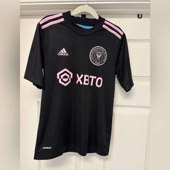 adidas Other - Adidas Inter Miami 2023/24 Black Pink Away Soccer Jersey Youth Kids Size 11/12